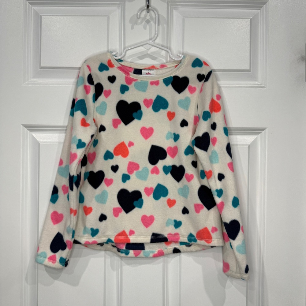 365 Kids From Garanimals Girls White Fleece Heart Print Sweatshirt Size‎ 7